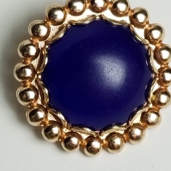 ✅Vintage Blue Lapis Round Cabochon Pendant gold metal Real gemstone Hand Crafted - Picture 8 of 10